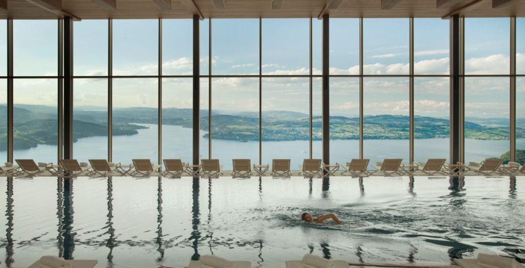 Pool overlooking Switzerland.