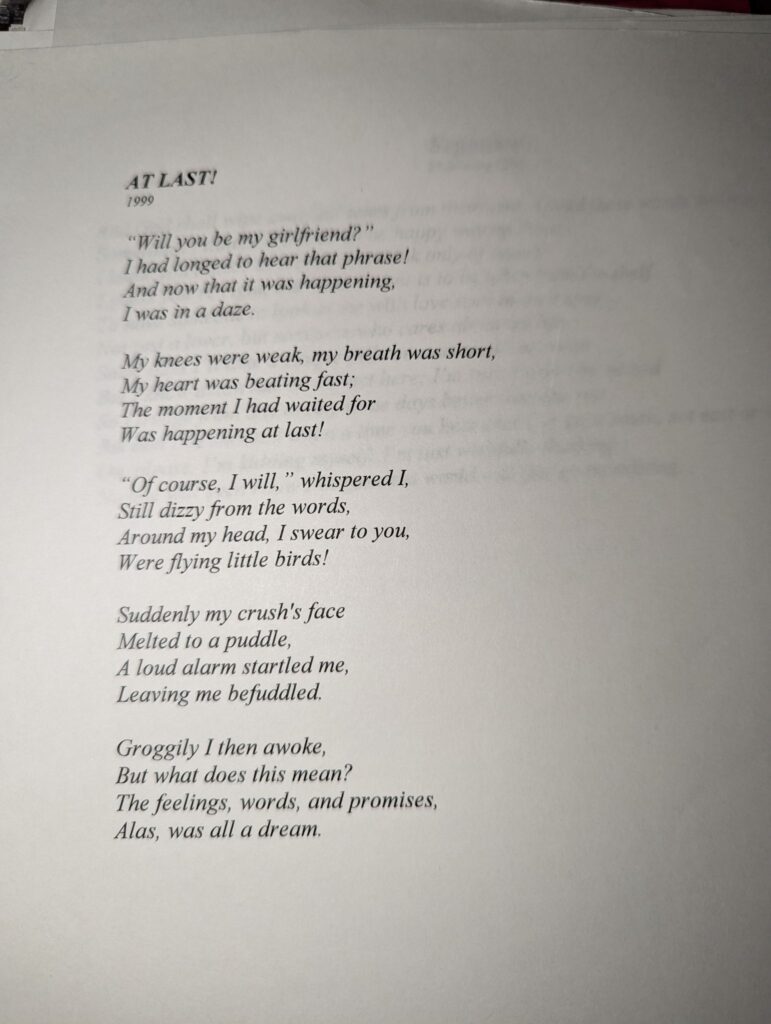 Poetry I wrote as a teenager.