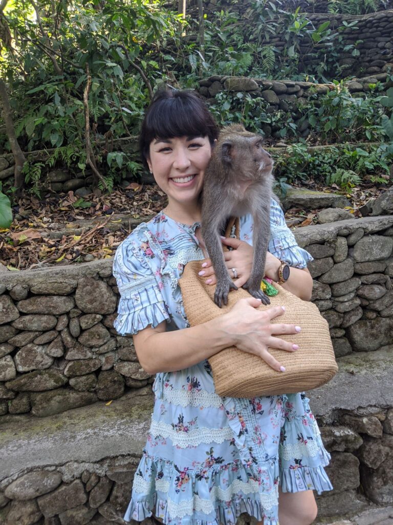 Me holding monkey